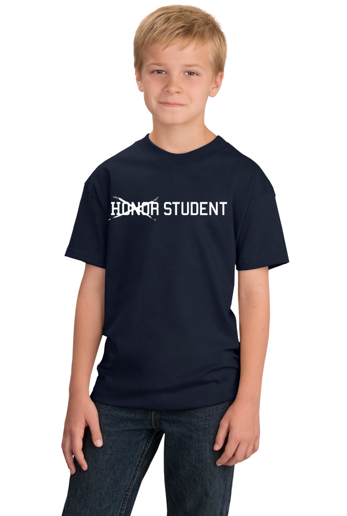 Youth Navy (Not) Honor Student - Slacker Pride Funny High School Stereotype T-shirt