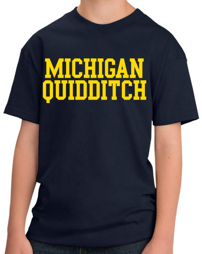 Youth Navy Michigan Quidditch Wordmark T-shirt