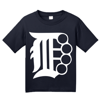 Youth Navy Brass Knuckle D - Detroit, Motor City Pride T-shirt