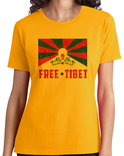 Ladies Gold Free Tibet - Tibetan Solidarity Protest Human Rights Awareness T-shirt