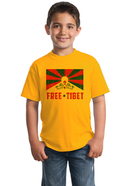 Youth Gold Free Tibet - Tibetan Solidarity Protest Human Rights Awareness T-shirt