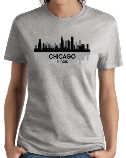 Ladies Grey CHICAGO CITY SKYLINE T-shirt