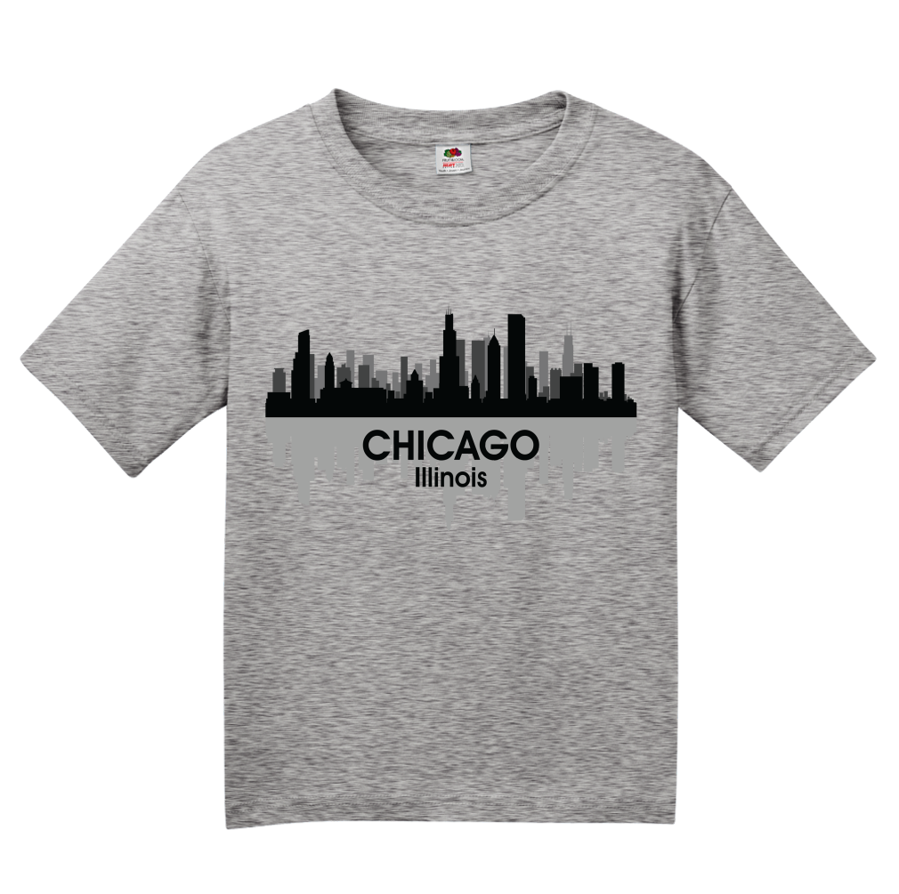 Youth Grey CHICAGO CITY SKYLINE T-shirt
