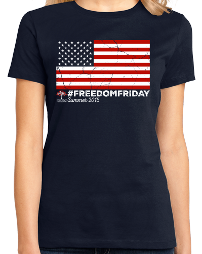Ladies Navy #FREEDOMFRIDAY USA Flag  T-shirt
