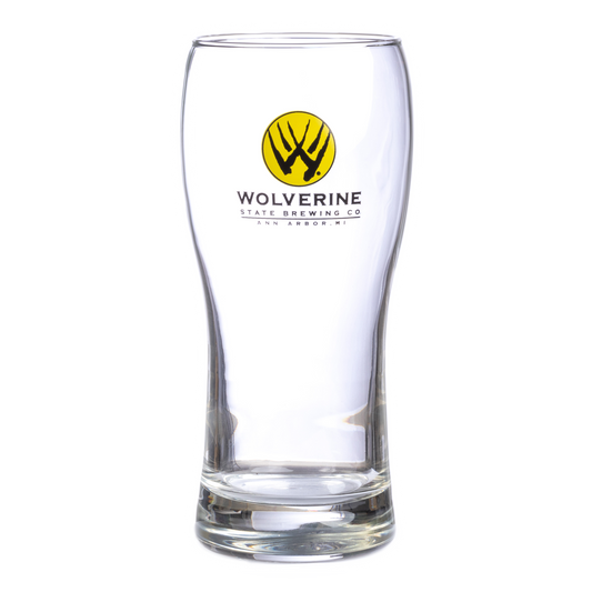Wolverine State Brewing Company Pint Glass with Black and Yellow Claw logo