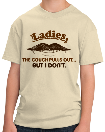 Youth Natural My Couch Pulls Out, But I Don't - Mustache Bad Pick-up Line T-shirt