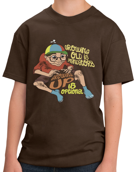 Youth Brown Growing Old Is Mandatory, Up Is Optional - Aging Humor Old Man T-shirt