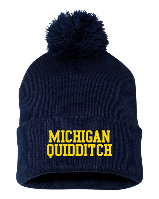 Michigan Quidditch Winter Pom-Pom Knit Beanie