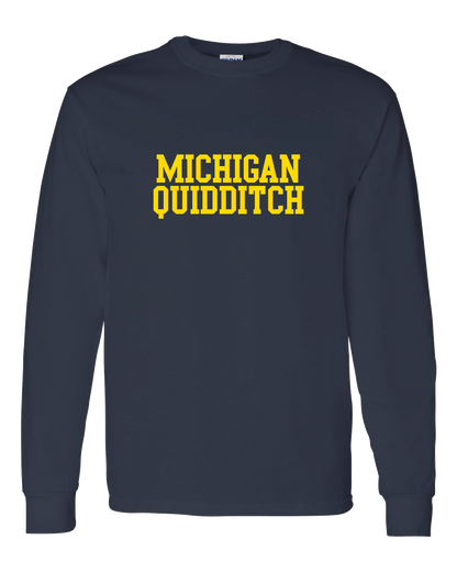 Michigan Quidditch Wordmark Long Sleeve T-shirt