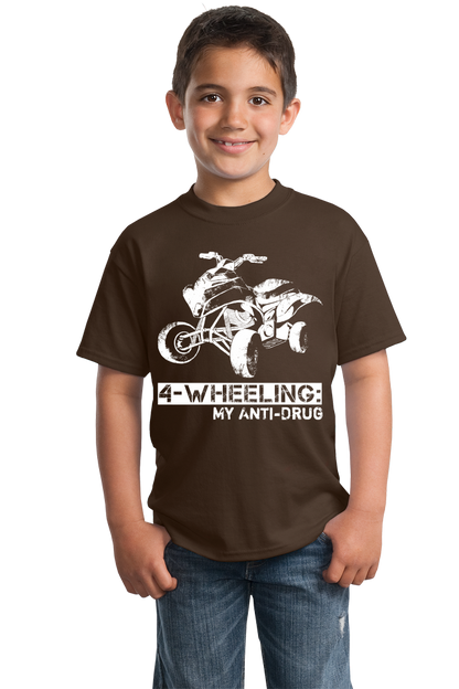 Youth Brown 4 Wheeling: My Anti-Drug - Outdoor Offroading 4WD pride quads T-shirt