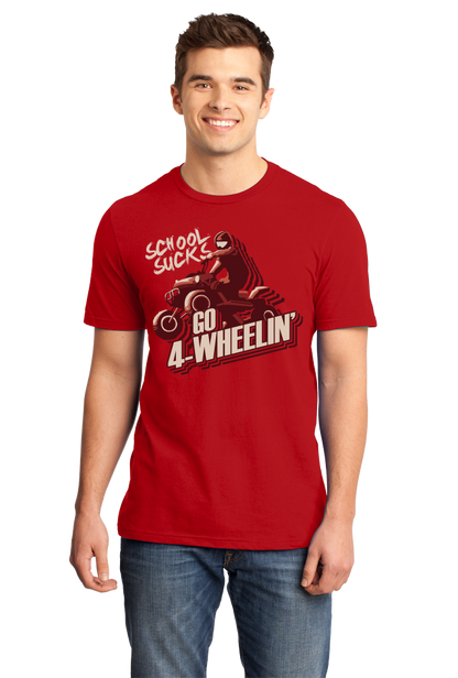 Standard Red School Sucks, Go 4 Wheeling! - 4 Wheeler Quads Muddin Dirt Funny T-shirt