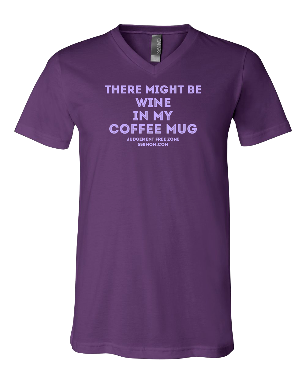 V Neck Purple Wine in My Coffee Mug Purple Ink T-shirt
