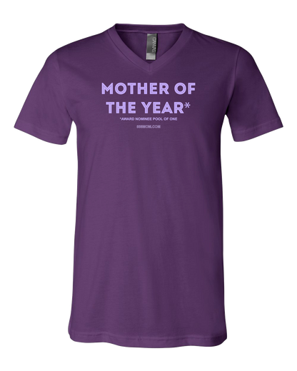 V Neck Purple Mother of the Year T-shirt