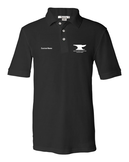 Unisex Pique Polo Black Customizable Men's or Ladies' Short Sleeve AFA Certified Farrier Polo