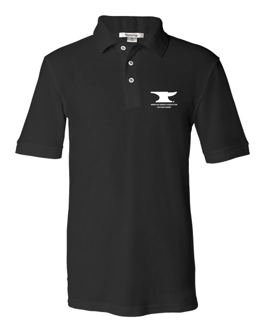 Unisex Pique Polo Black Men's or Ladies' Short Sleeve AFA Certified Farrier Polo
