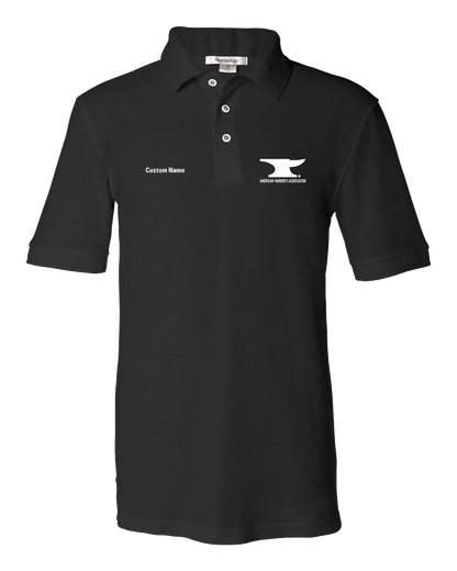 Unisex Pique Polo Black Customizable Men's or Ladies' Short Sleeve AFA Polo