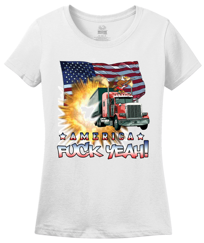 Ladies White America Fuck Yeah! - Patriotism Merica America Pride 4th of July T-shirt