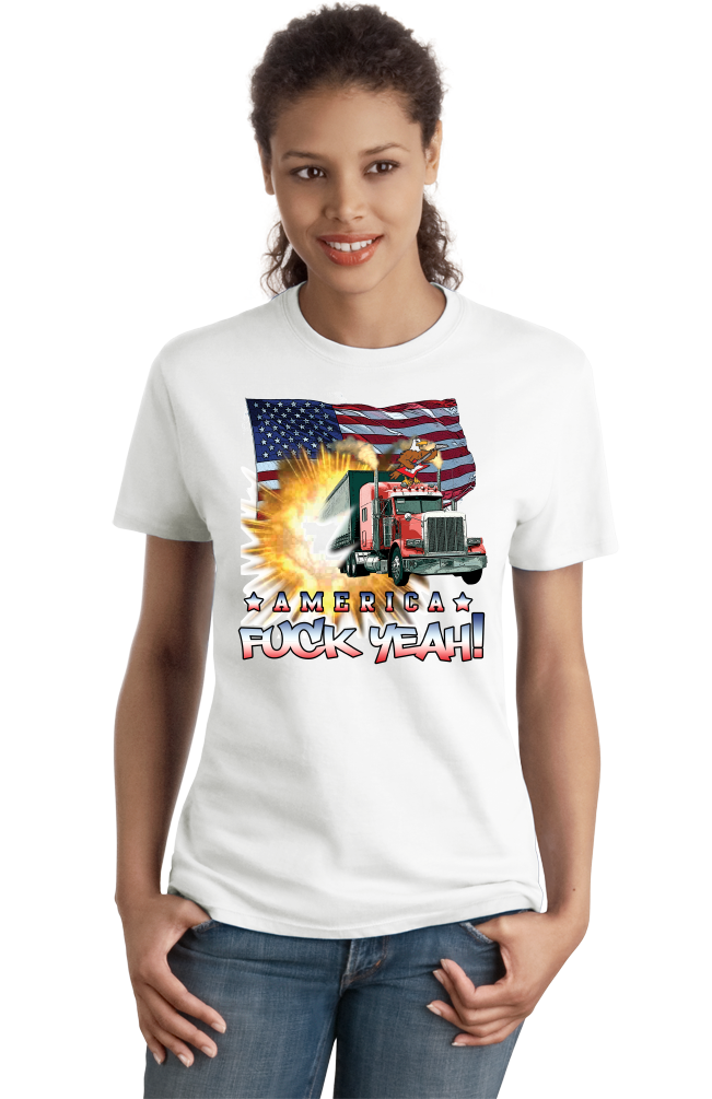 Ladies White America Fuck Yeah! - Patriotism Merica America Pride 4th of July T-shirt