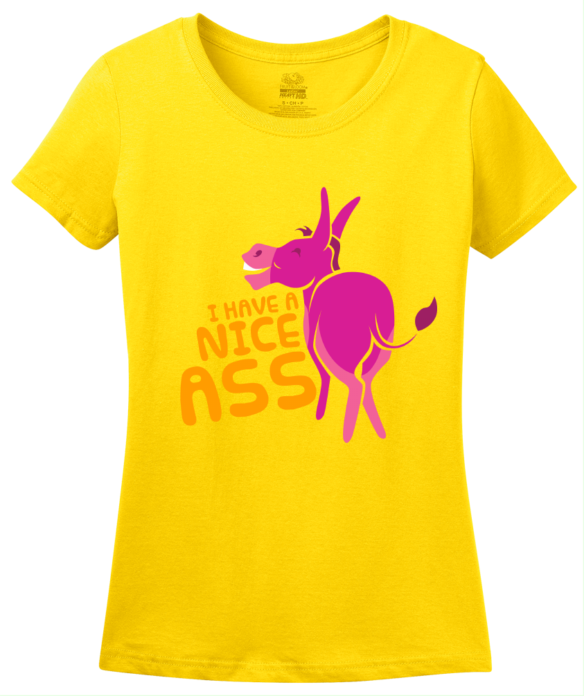 Ladies Yellow Nice Ass - Sex Pun Raunchy Donkey Show Joke Dirty Humor T-shirt