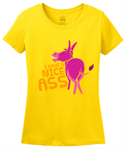 Ladies Yellow Nice Ass - Sex Pun Raunchy Donkey Show Joke Dirty Humor T-shirt