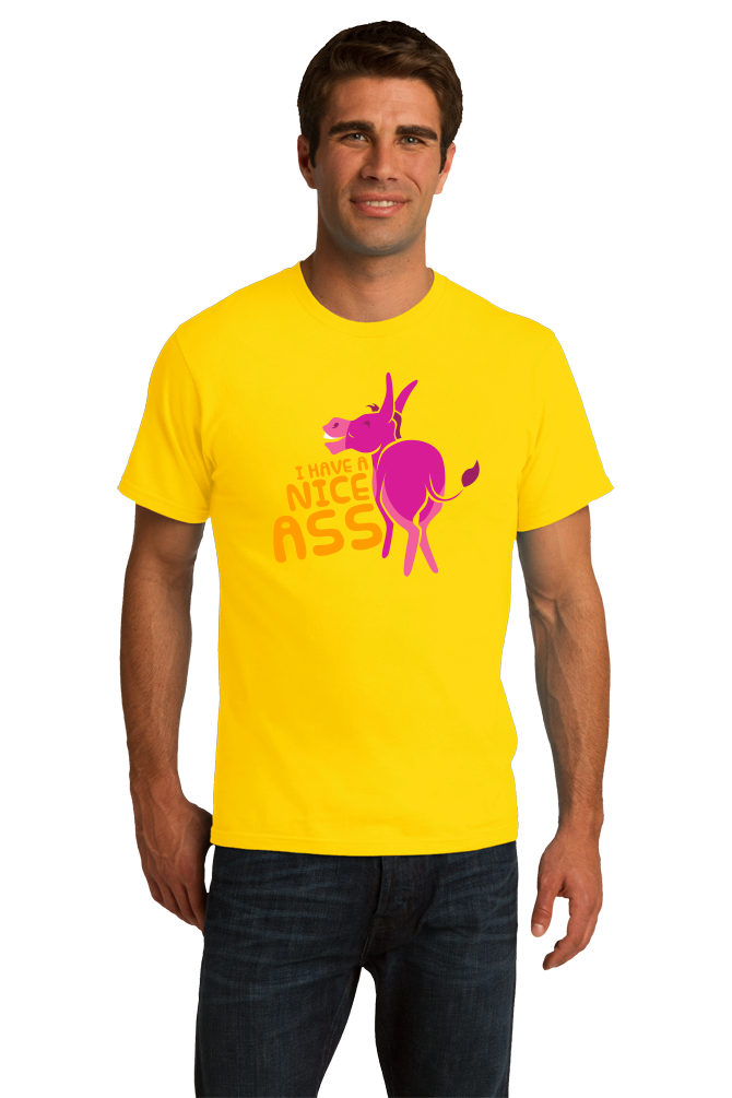 Standard Yellow Nice Ass - Sex Pun Raunchy Donkey Show Joke Dirty Humor T-shirt
