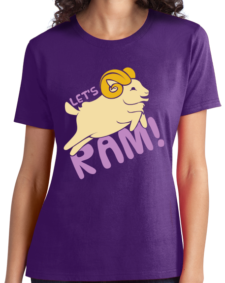 Ladies Purple Let's Ram - Ram Sex Pun Dirty Joke Raunchy Humor Funny Sheep T-shirt