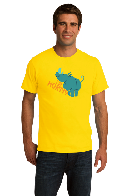 Standard Yellow I'm Horny - Rhino Horny Sex Joke Raunchy Funny Double Entendre T-shirt