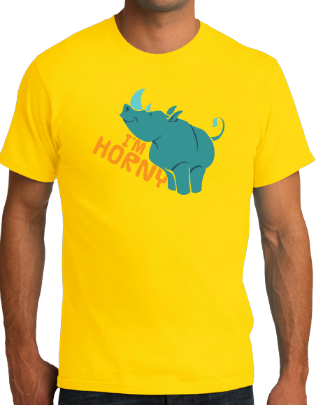 Standard Yellow I'm Horny - Rhino Horny Sex Joke Raunchy Funny Double Entendre T-shirt