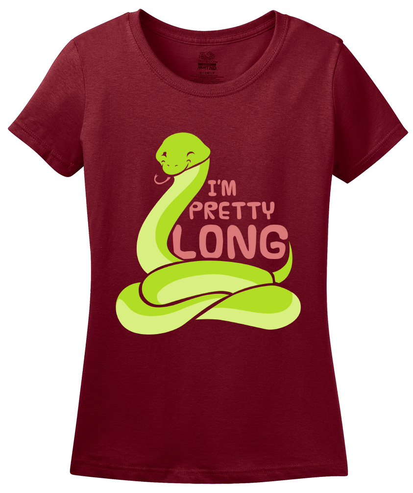 Ladies Cranberry I'm Pretty Long - Big Dick Snake Sex Joke Humor Pun Entendre T-shirt