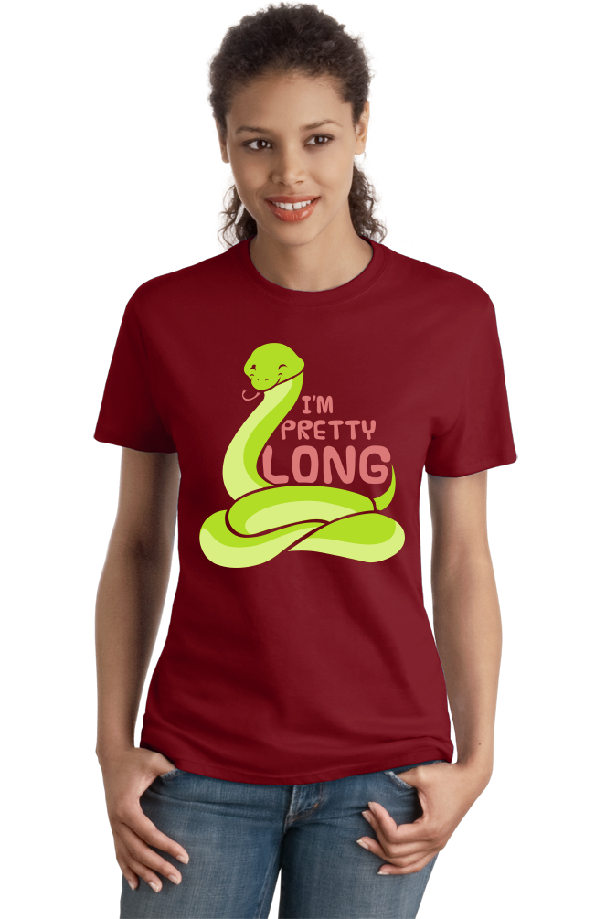 Ladies Cranberry I'm Pretty Long - Big Dick Snake Sex Joke Humor Pun Entendre T-shirt
