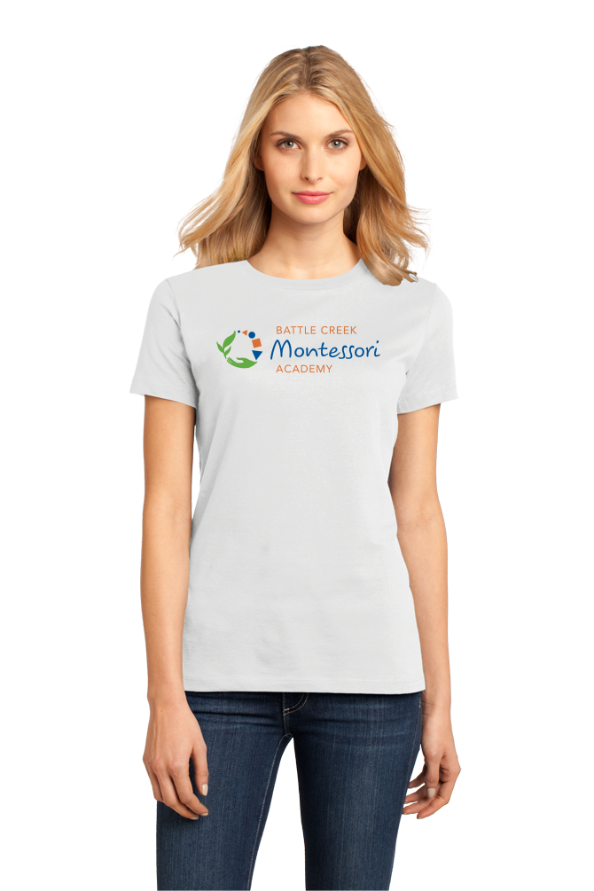 Ladies White Battle Creek Montessori Academy Color Logo T-shirt