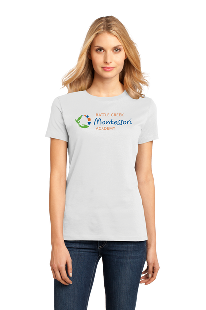 Ladies White Battle Creek Montessori Academy Color Logo T-shirt