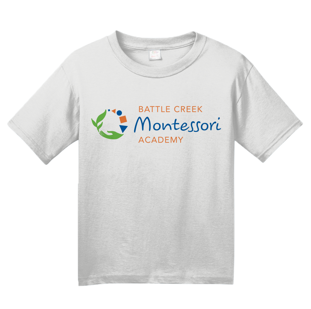 Youth White Battle Creek Montessori Academy Color Logo T-shirt