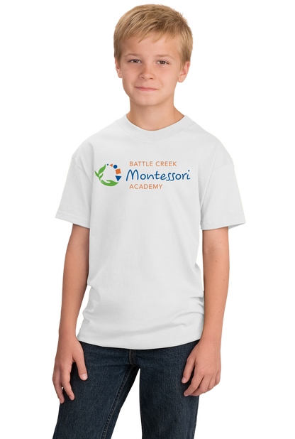 Youth White Battle Creek Montessori Academy Color Logo T-shirt