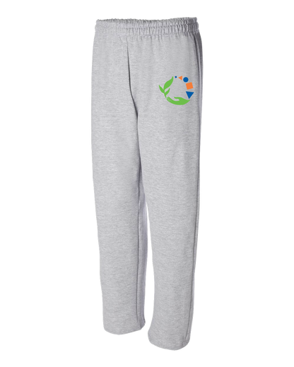 Adult Open Bottom Sweatpants Grey Battle Creek Montessori Academy Green, Blue, and Orange Logo Sweatpant