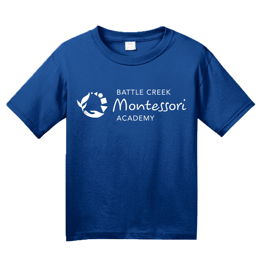 Youth Royal Battle Creek Montessori Academy White Logo T-shirt