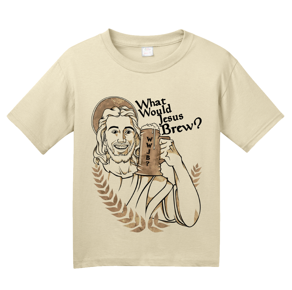 Youth Natural What Would Jesus Brew? - Funny Home Brewing Beer Humor T-shirt