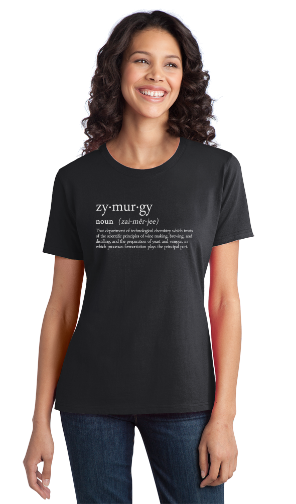 Ladies Black Zymurgy Definition - Zymurgy Definition Homebrew Craft Beer Fan T-shirt
