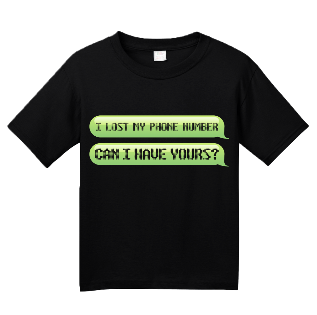 Youth Black Lost My Phone Number, Can I Have Yours? - Cheesy Pickup Line T-shirt