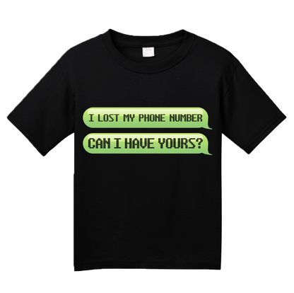 Youth Black Lost My Phone Number, Can I Have Yours? - Cheesy Pickup Line T-shirt
