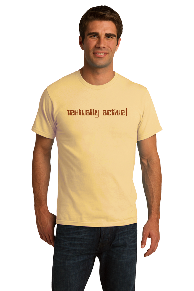 Standard Light Yellow Textually Active - Text Addict Sex Pun Funny Sarcasm Humor T-shirt