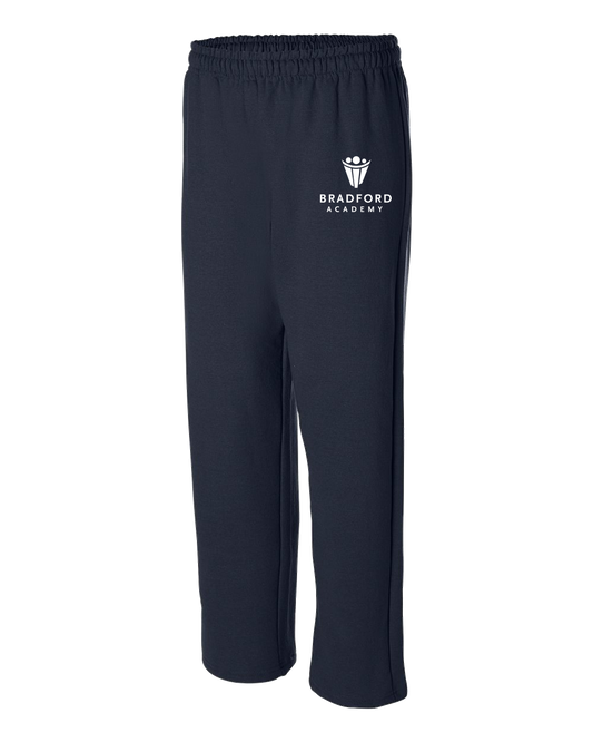 Adult Open Bottom Sweatpants Navy Bradford Academy Embroidered Logo Sweatpants