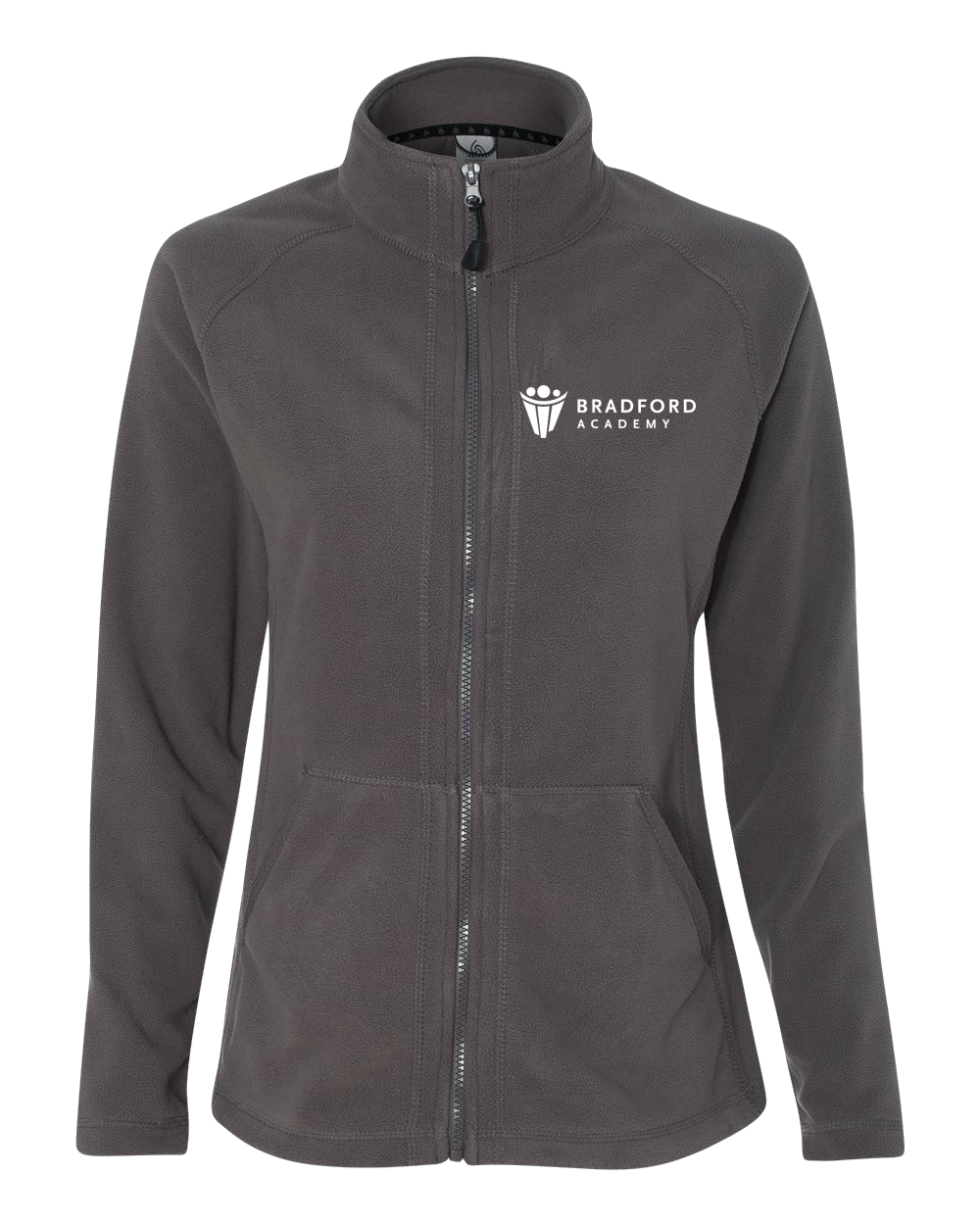 Ladies' Microfleece Full Zip Jacket Grey Bradford Academy Embroidered Logo Full-Zip-Fleece