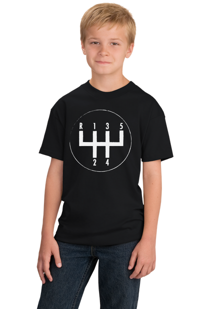 Youth Black 5 Speed Transition - Gearhead Manual Transmission Stick Shift T-shirt