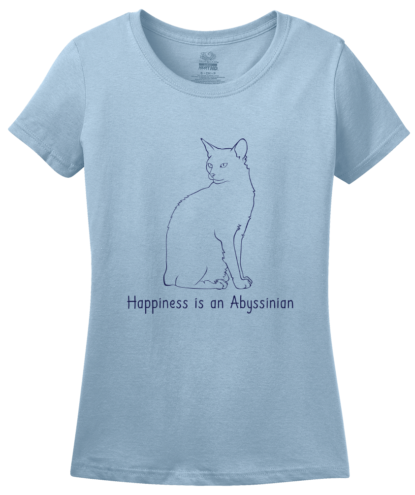 Ladies Light Blue Happiness Is An Abyssinian - Cat Lover Abyssinian Kitty Breed T-shirt