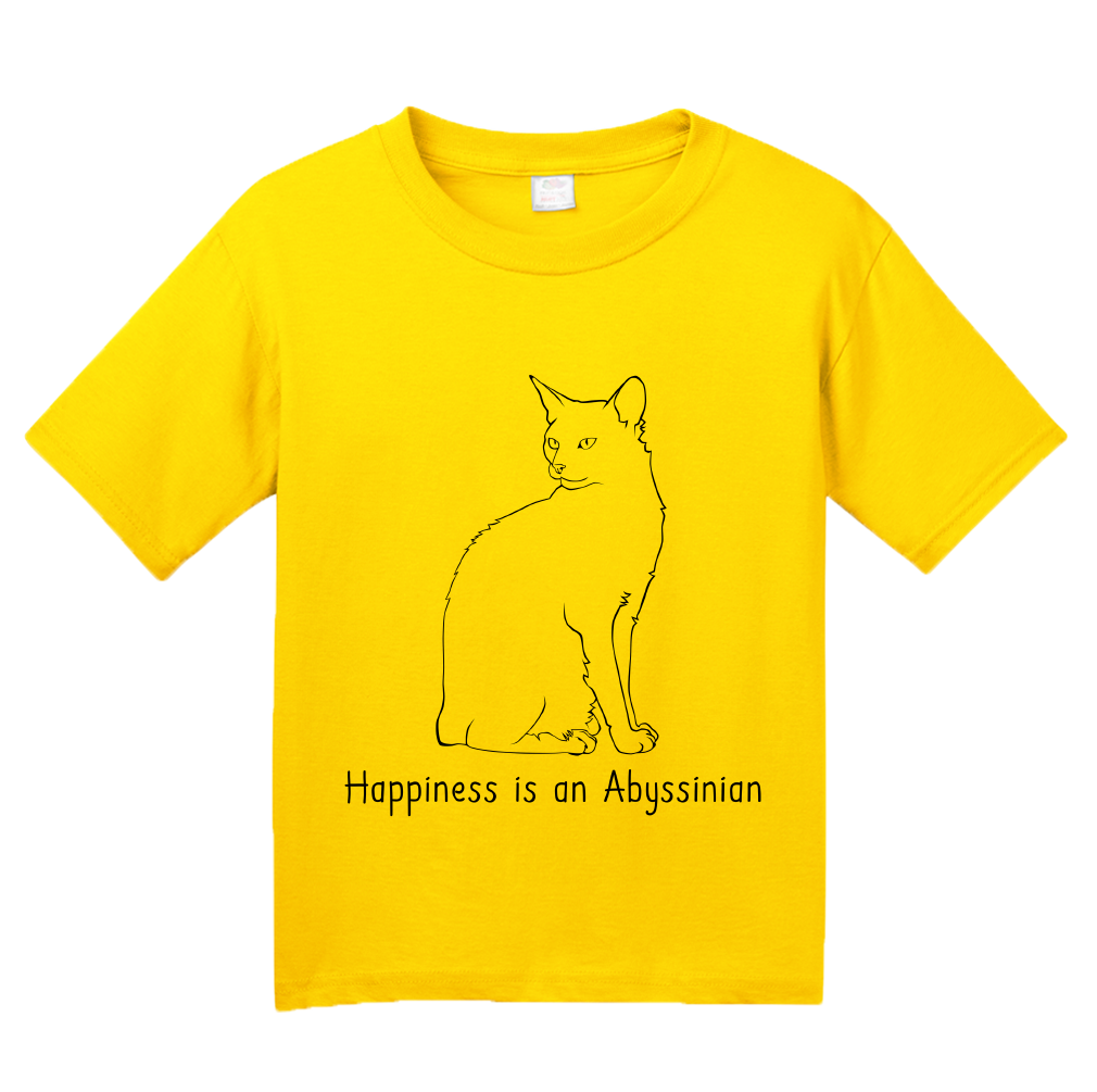 Youth Yellow Happiness Is An Abyssinian - Cat Lover Kitty Breed Abyssinian T-shirt
