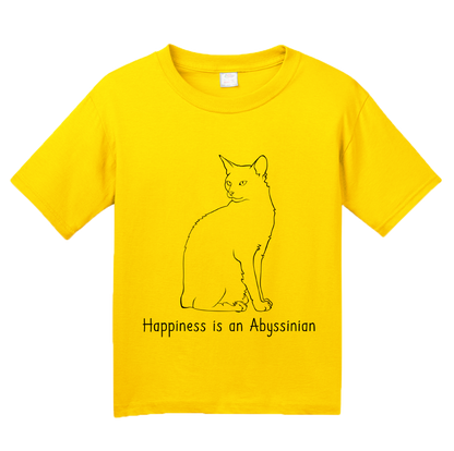 Youth Yellow Happiness Is An Abyssinian - Cat Lover Kitty Breed Abyssinian T-shirt