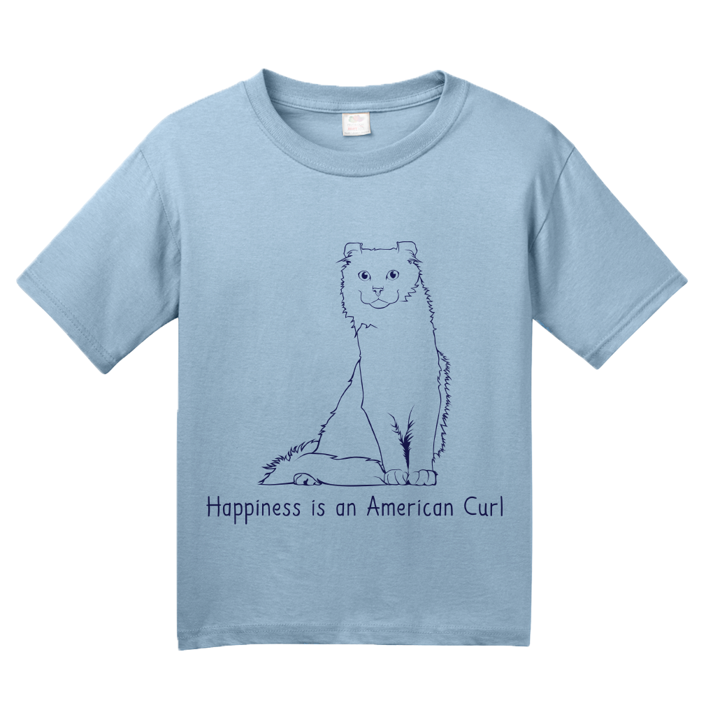 Youth Light Blue Happiness Is An American Curl - Cat Lover Kitty Breed Fancier T-shirt
