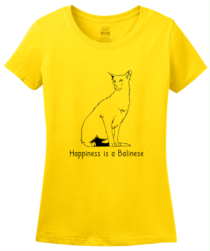 Ladies Yellow Happiness Is A Balinese - Cat Lover Kitty Breed Gift Fancy T-shirt