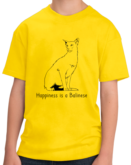 Youth Yellow Happiness Is A Balinese - Cat Lover Kitty Breed Gift Fancy T-shirt